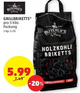 PENNY GRILLBRIKETTS* pro 5 Kilo Packung Angebot