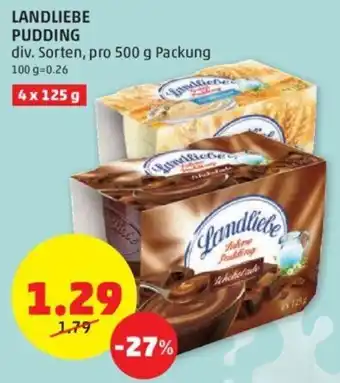 PENNY LANDLIEBE PUDDING div. Sorten, pro 500 g Packung Angebot