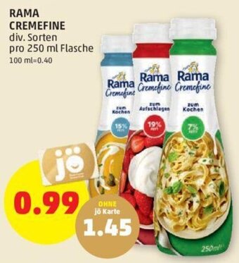 PENNY Rama Cremefine div. Sorten pro 250 ml Flasche Angebot