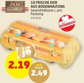 PENNY 10 FRISCHE EIER AUS BODENHALTUNG Gewichtsklasse L, pro Packung Angebot