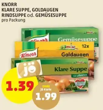 PENNY KNORR KLARE SUPPE, GOLDAUGEN RINDSUPPE od. GEMÜSESUPPE pro Packung Angebot