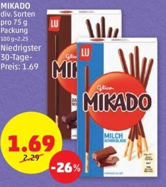 PENNY MIKADO div. Sorten pro 75 g Packung Angebot