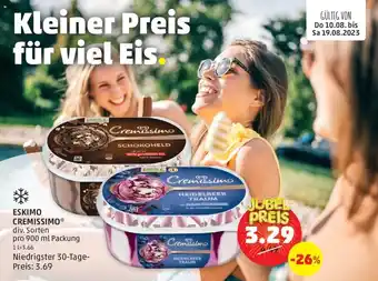PENNY ESKIMO CREMISSIMO* div. Sorten pro 900 ml Packung Angebot