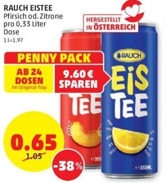 PENNY RAUCH EISTEE Pfirsich od. Zitrone pro 0,33 Liter Dose Angebot