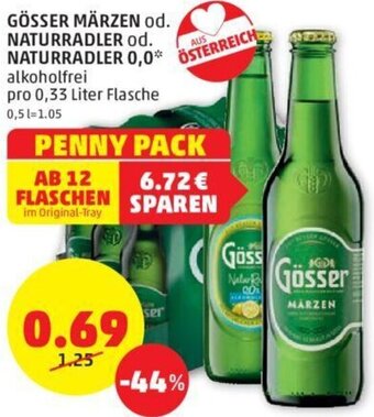 PENNY GÖSSER MÄRZEN od. NATURRADLER od. NATURRADLER 0,0* pro 0,33 Liter Flasche Angebot