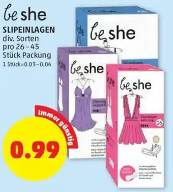 PENNY be she SLIPEINLAGEN div. Sorten pro 26-45 Stück Packung Angebot