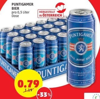 PENNY PUNTIGAMER BIER pro 0,5 Liter Dose Angebot