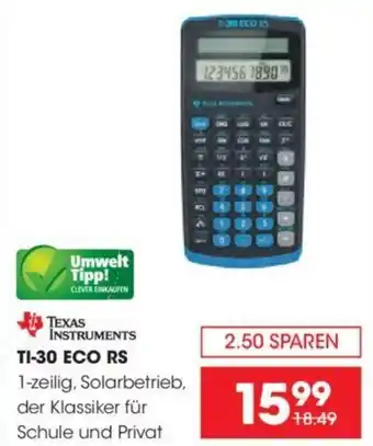 Libro TEXAS INSTRUMENTS TI-30 ECO RS 1-zeilig, Solarbetrieb, der Klassiker für Schule und Privat Angebot