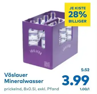 T&G Vöslauer Mineralwasser prickelnd, 8x0.5L Angebot