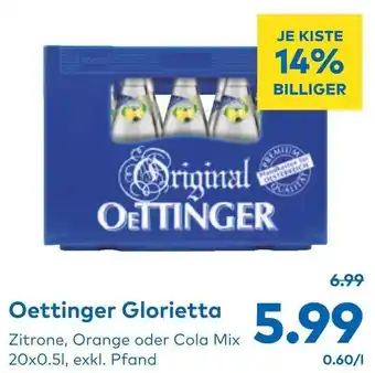 T&G Oettinger Glorietta Zitrone, Orange oder Cola Mix 20x0.5L, exkl. Pfand Angebot