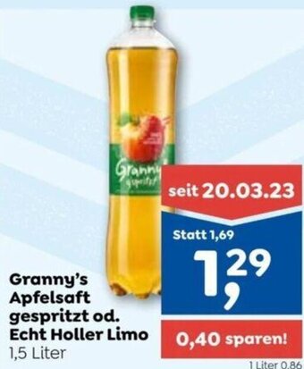 ADEG Granny's Apfelsaft gespritzt od. Echt Holler Limo 1,5 Liter Angebot