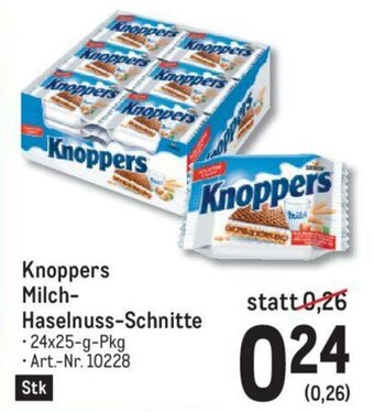 Metro Knoppers Milch-Haselnuss-Schnitte 24x25g Angebot