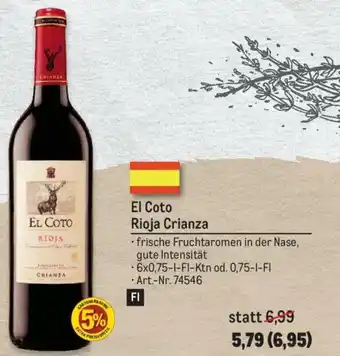 Metro El Coto Rioja Crianza Angebot