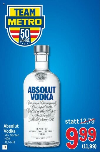 Metro Absolut Vodka 40% Angebot