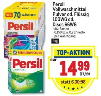 Metro Persil Vollwaschmittel Pulver Od. Flüssig 100WG Od. Discs 66WG Angebot