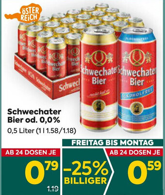 Billa Schwechater Bier od. 0,0% 0,5 Liter Angebot