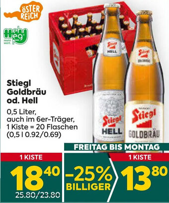 Billa Stiegl Goldbräu od. Hell 0,5 Liter, Angebot