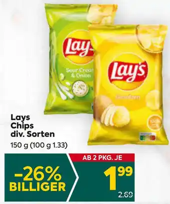 Billa Lays Chips div. Sorten 150 g Angebot