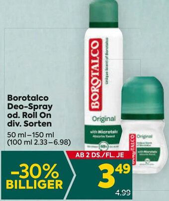 Billa Borotalco Deo-Spray od. Roll On div. Sorten 50 ml-150 ml Angebot