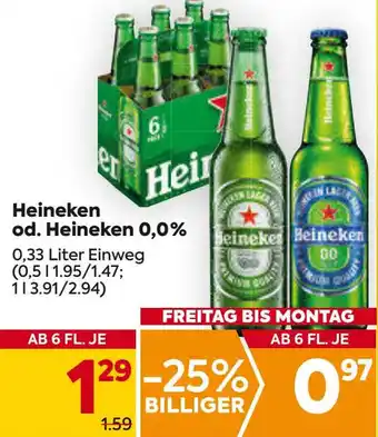 Billa Heineken od. Heineken 0,33 0,0% Liter Einweg Angebot