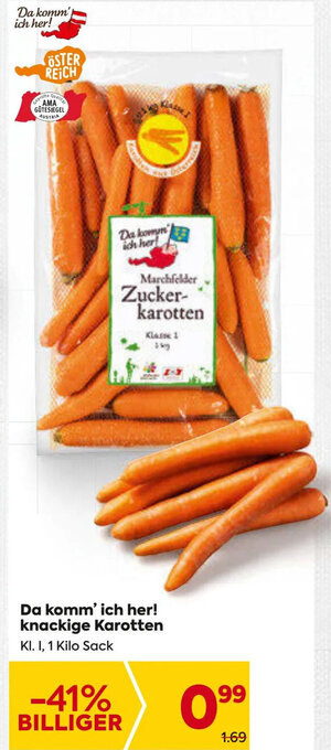 Billa Da komm' ich her! knackige Karotten KI. I, 1 Kilo Sack Angebot