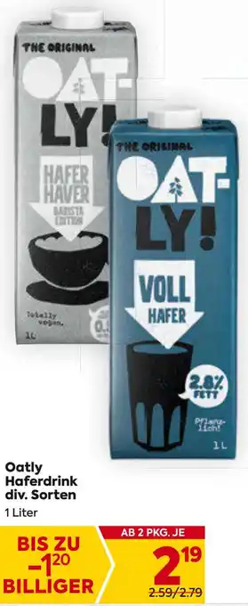 Billa Oatly Haferdrink div. Sorten 1 Liter Angebot