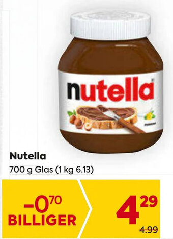 Billa Nutella 700 g Glas Angebot