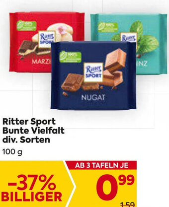 Billa Ritter Sport Bunte Vielfalt div. Sorten 100 g Angebot