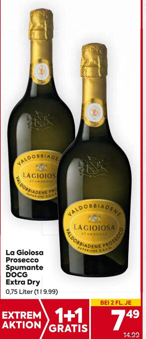 Billa La Gioiosa Prosecco Spumante DOCG Extra Dry 0,75 Liter Angebot
