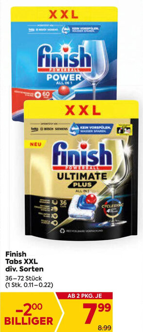 Billa Finish Tabs XXL div. Sorten 36-72 Stück Angebot