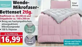 Norma Wende-Mikrofaser- Bettenset 2tlg. Kopfkissen ca. 40 x 80 cm und Steppdecke ca. 140 x 200 cm Angebot