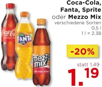 Unimarkt Coca-Cola, Fanta, Sprite oder Mezzo Mix verschiedene Sorten 0,5 l Angebot