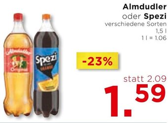 Unimarkt Almdudler oder Spezi verschiedene Sorten 1,5 l Angebot