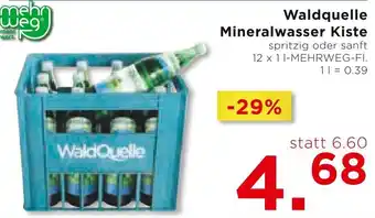 Unimarkt WaldQuelle Waldquelle Mineralwasser Kiste spritzig oder sanft 12 x 1 I-MEHRWEG-FI. 11 = 0.39 Angebot
