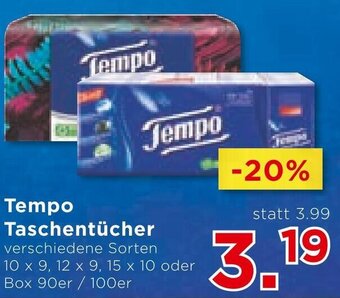 Unimarkt Tempo Taschentücher verschiedene Sorten 10 x 9, 12 x 9, 15 x 10 oder Box 90er / 100er Angebot