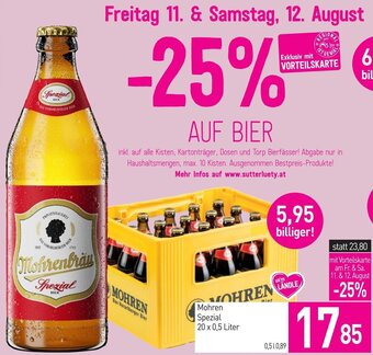 Sutterlüty Mohren Spezial 20 x 0,5 Liter Angebot