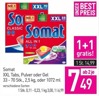Sutterlüty Somat XXL Tabs, Pulver oder Gel 33-70 Stk., 2,5 kg, oder 1072 ml Angebot