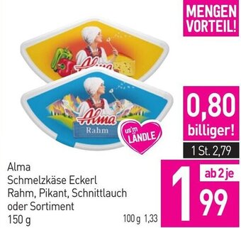 Sutterlüty Alma Schmelzkäse Eckerl Rahm, Pikant, Schnittlauch oder Sortiment 150 g Angebot