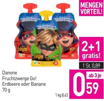 Sutterlüty Danone Fruchtzwerge Go! Erdbeere oder Banane 70 g Angebot