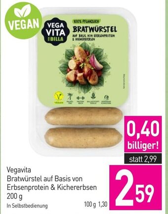 Sutterlüty Vegavita Bratwürstel auf Basis von Erbsenprotein & Kichererbsen 200 g Angebot