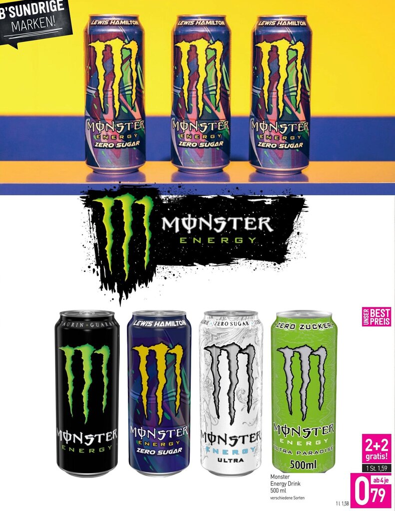 Monster Energy Drink 500 ml verschiedene Sorten Angebot bei Sutterlüty