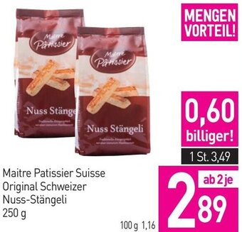 Sutterlüty Maitre Patissier Suisse Original Schweizer Nuss-Stängeli 250 g Angebot