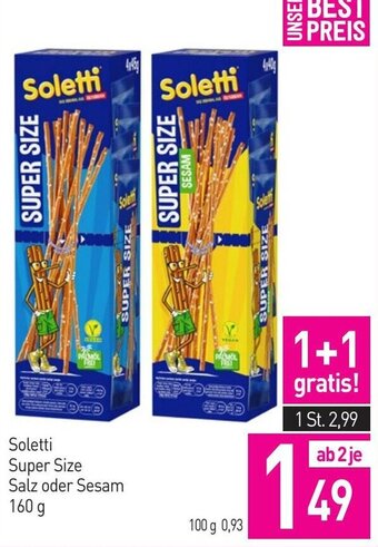 Sutterlüty Soletti Super Size Salz oder Sesam 160 g Angebot