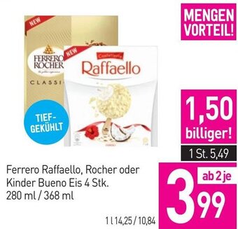 Sutterlüty Ferrero Raffaello, Rocher oder Kinder Bueno Eis 4 Stk. 280 ml/368 ml Angebot