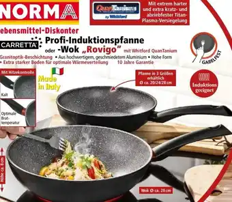 Norma CARRETTA Profi-Induktionspfanne oder -Wok ,,Rovigo" mit Whitford QuanTanium Pfanne Ø ca. 24cm. Angebot