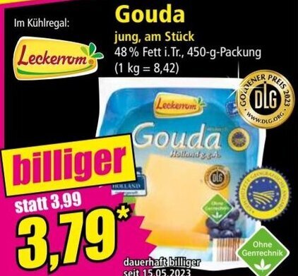 Gouda jung, am Stück Angebot bei Norma