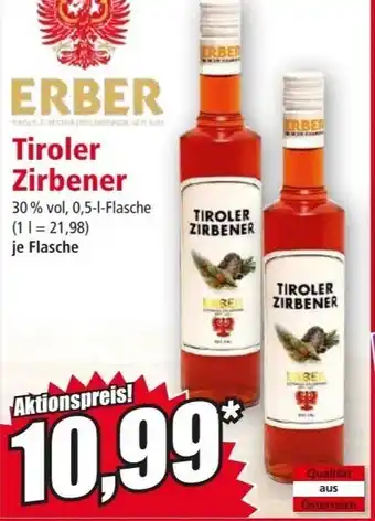 Norma ERBER Tiroler Zirbener 30% vol, 0,5-1-Flasche Angebot