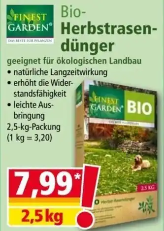 Norma Bio Herbstrasen- dünger geeignet für ökologischen Landbau Angebot