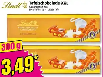 Norma Lindt Tafelschokolade XXL Alpenvollmilch Nuss 300-g-Tafel Angebot