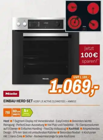 Expert Miele EINBAU-HERD-SET H2267-1 E ACTIVE CLEANSTEEL + KM6012 Angebot